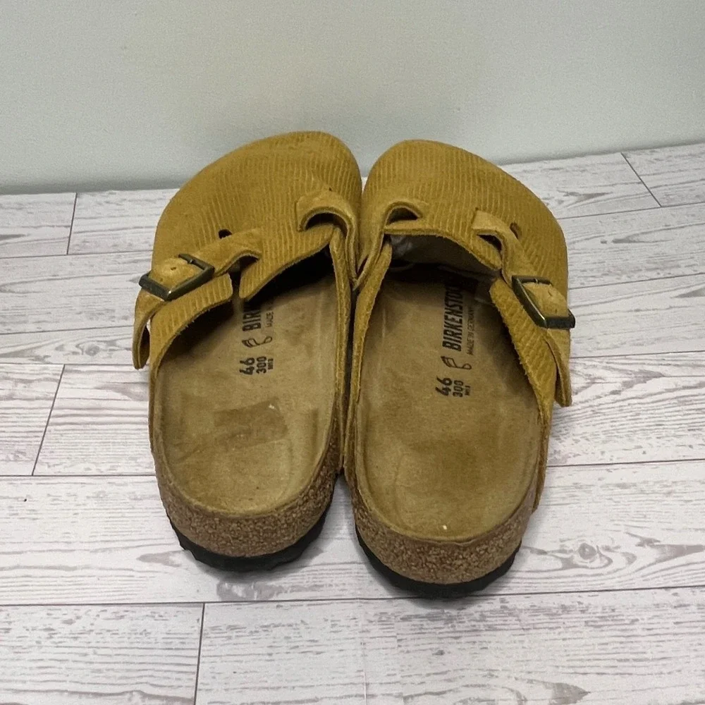 Birkenstock Boston Corduroy Suede Clogs Yellow Brown Ochre Mens 46 13